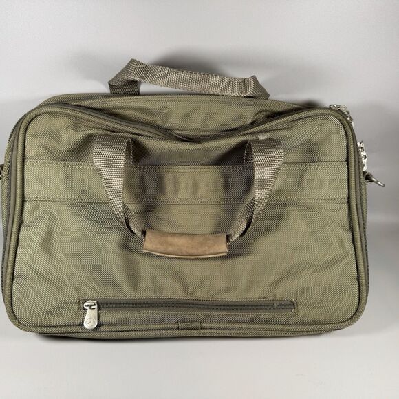 BRIGGS & RILEY Travelware Messenger Briefcase Shoulder Bag Green Nylon - Picture 3 of 8
